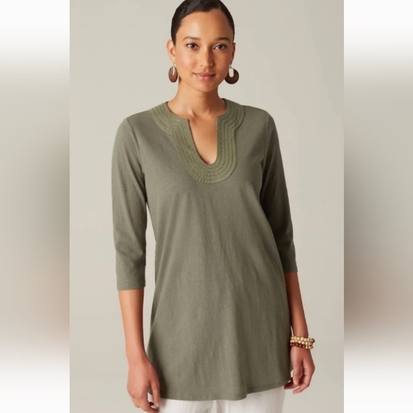 J. Jill Tops - J.Jill Pure Jill Trapunto Tunic Cotton/Linen Blend